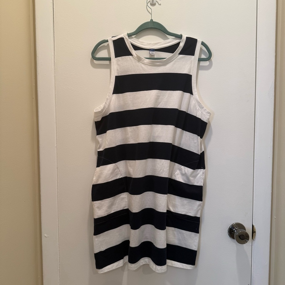 Old Navy Dark Blue White Stripe Sleeveless Mini Shift Dress XL